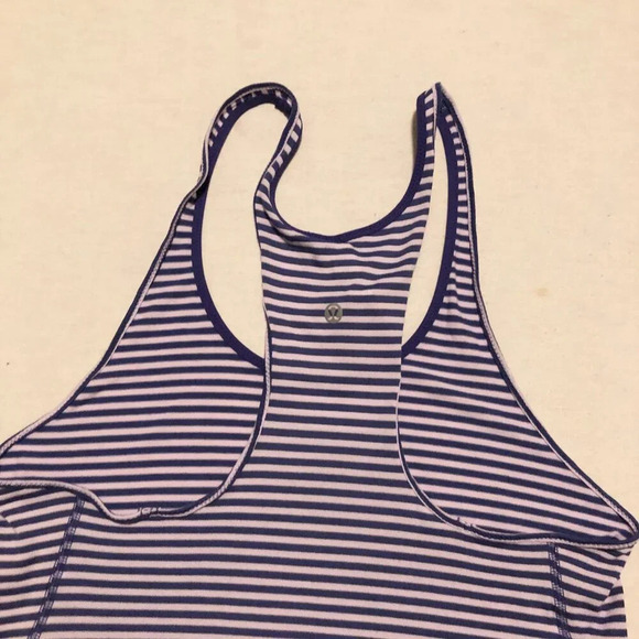 Lululemon Racerback Tank Medium Size Purple White Stripe Neoprene Size 6 - Picture 12 of 13